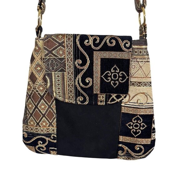 Tapestry Floral Crossbody Boho Western Retro 80s Tribal Funky Artsy Classic Chic - Picture 2 of 11